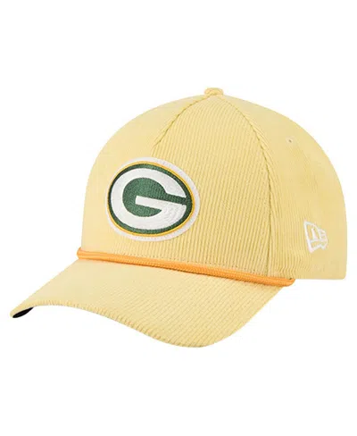 New Era Men's Gold Green Bay Packers Cord Corduroy 9forty A-frame Adjustable Hat In Neutral