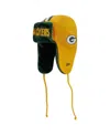 New Era Men's Gold Green Bay Packers Helmet Head Trapper Knit Hat In Yellow