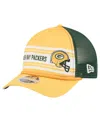 New Era Men's Gold Green Bay Packers Linear A-frame 9forty Adjustable Hat In Multi