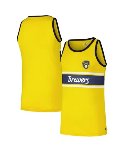 New Era Men's Gold Milwaukee Brewers Jersey Ringer Tank Top