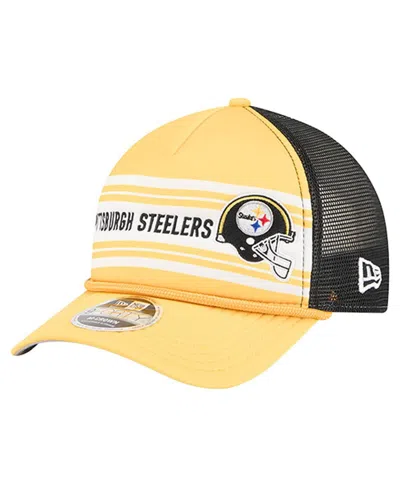 New Era Men's Gold Pittsburgh Steelers Linear A-frame 9forty Adjustable Hat In Yellow