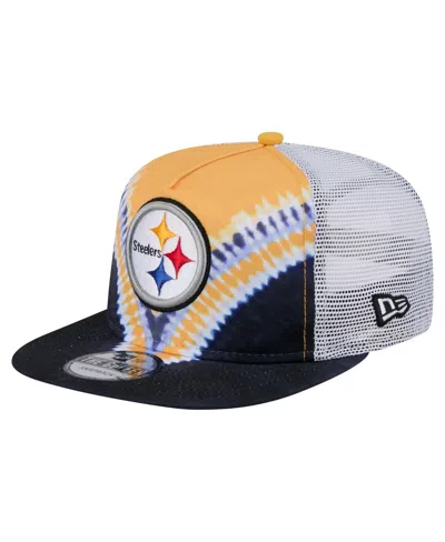 New Era Men's Gold/black Pittsburgh Steelers Throwback Dye Golfer Snapback Hat