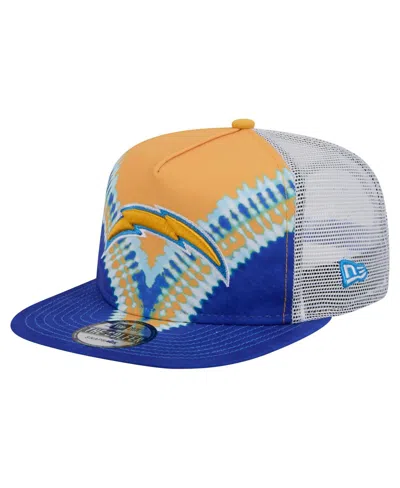 New Era Men's Gold/blue Los Angeles Chargers Throwback Dye Golfer Snapback Hat In Multi