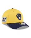 New Era Men's Gold, Navy Milwaukee Brewers Alternate The League 9forty Adjustable Hat In Gold,navy