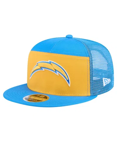New Era Men's Gold/powder Blue Los Angeles Chargers Outdoor Split Panel 9fifty Snapback Hat
