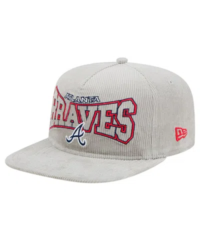 New Era Men's Gray Atlanta Braves Corduroy Golfer Snapback Hat