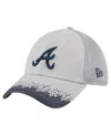 New Era Men's Gray Atlanta Braves Visor Paint Splatter 39thirty Flex Hat In Gray