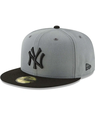 New Era Men's Gray, Black New York Yankees Two-tone 59fifty Fitted Hat In Gray,black