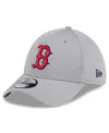 NEW ERA MEN'S GRAY BOSTON RED SOX ACTIVE PIVOT 39THIRTY FLEX HAT