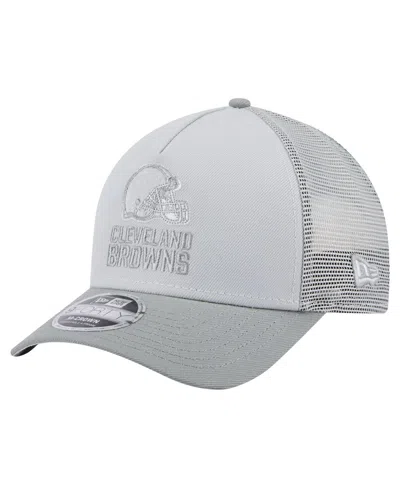 New Era Men's Gray Cleveland Browns Domain 9forty A-frame Trucker Adjustable Hat