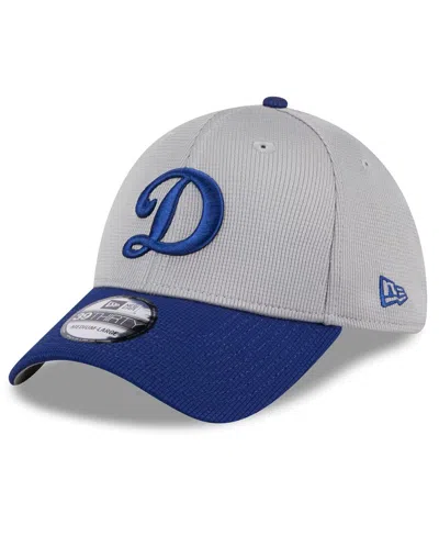New Era Men's Gray Los Angeles Dodgers 2024 Batting Practice 39thirty Flex Hat In Light Blue