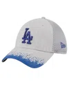 New Era Men's Gray Los Angeles Dodgers Visor Paint Splatter 39thirty Flex Hat In Gray