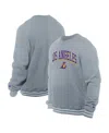 New Era Men's Gray Los Angeles Lakers Chenille Cross Over Pullover Sweatshirt In Multi