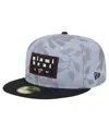 New Era Men's Gray Miami Heat Palm Fronds 2-tone 59fifty Fitted Hat In Gray