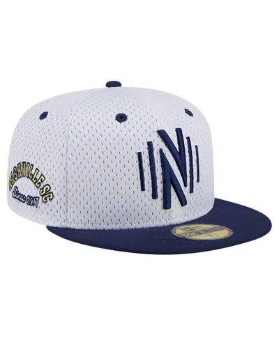 New Era Men's Gray Nashville Sc Throwback Mesh 59fifty Fitted Hat In White