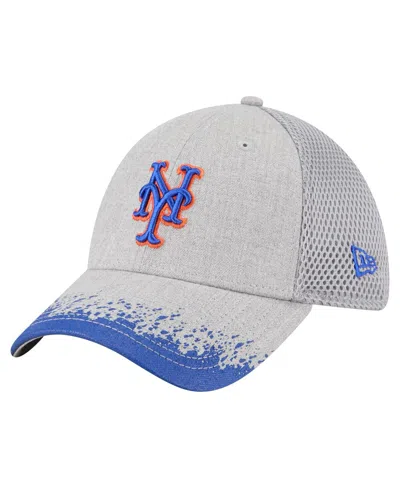 New Era Men's Gray New York Mets Visor Paint Splatter 39thirty Flex Hat In White