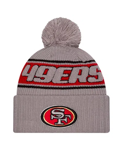 New Era Men's Gray San Francisco 49ers 2024 Sideline Sport Cuffed Knit Hat With Pom
