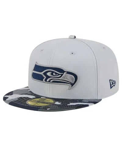 NEW ERA MEN'S GRAY SEATTLE SEAHAWKS ACTIVE CAMO 59FIFTY FITTED HAT