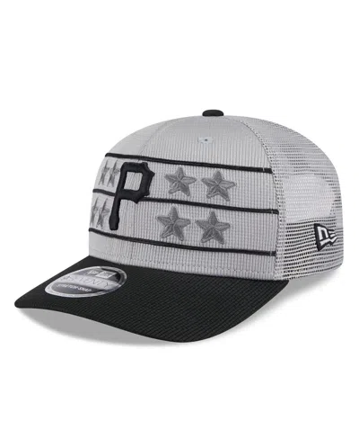 New Era Men's Gray/black Pittsburgh Pirates 2025 Batting Practice 9seventy Stretch-snap Trucker Hat In Gray,black