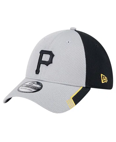 New Era Men's Gray/black Pittsburgh Pirates Visor Trim 39thirty Flex Hat In Gray,black