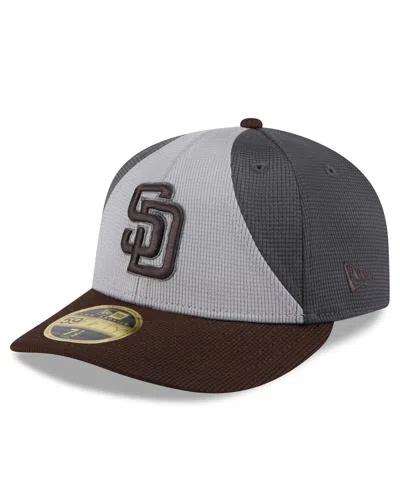 New Era Men's Gray/brown San Diego Padres 2025 Batting Practice Low Profile 59fifty Fitted Hat In Gray,brown