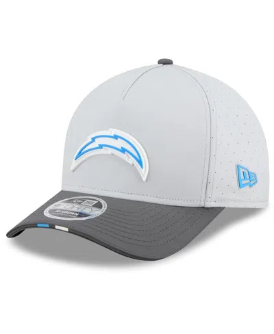 New Era Men's Gray/graphite Los Angeles Chargers 2025 Nfl Training Camp A-frame 9forty Adjustable Hat