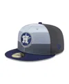 New Era Men's Gray/navy Houston Astros 2025 Batting Practice 59fifty Fitted Hat In Gray,navy