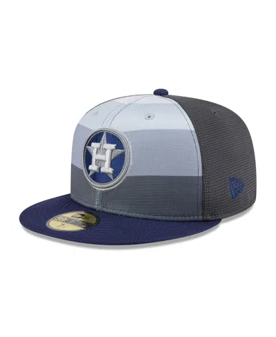 New Era Men's Gray/navy Houston Astros 2025 Batting Practice 59fifty Fitted Hat In Gray,navy