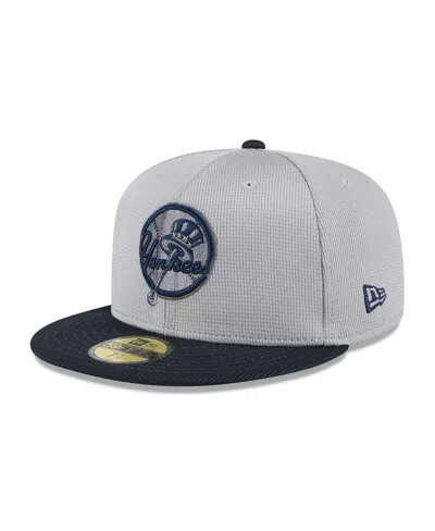 New Era Men's Gray/navy New York Yankees 2025 Batting Practice 59fifty Fitted Hat In Gray,navy