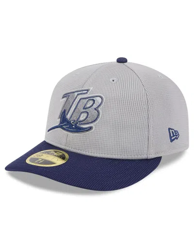 New Era Men's Gray/navy Tampa Bay Rays 2025 Batting Practice Low Profile 59fifty Fitted Hat In Gray,navy