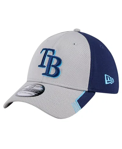 New Era Men's Gray/navy Tampa Bay Rays Visor Trim 39thirty Flex Hat In Multi