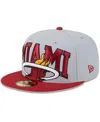 New Era Men's Gray/red Miami Heat Tip-off Two-tone 59fifty Fitted Hat In Gray,red