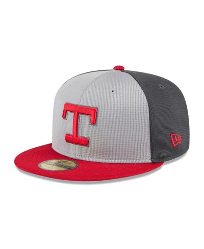 New Era Men's Gray/red Texas Rangers 2025 Batting Practice 59fifty Fitted Hat In Gray,red