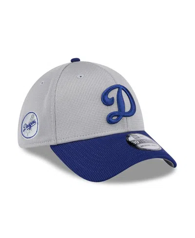 New Era Men's Gray/royal Los Angeles Dodgers 2025 Batting Practice 39thirty Flex Hat In Gray,royal