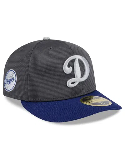 New Era Men's Gray/royal Los Angeles Dodgers 2025 Batting Practice Low Profile 59fifty Fitted Hat In Gray,royal