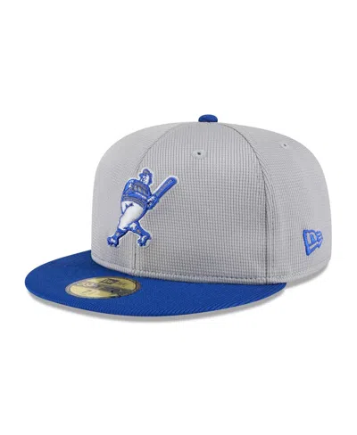 New Era Men's Gray/royal Milwaukee Brewers 2025 Batting Practice 59fifty Fitted Hat In Gray,royal