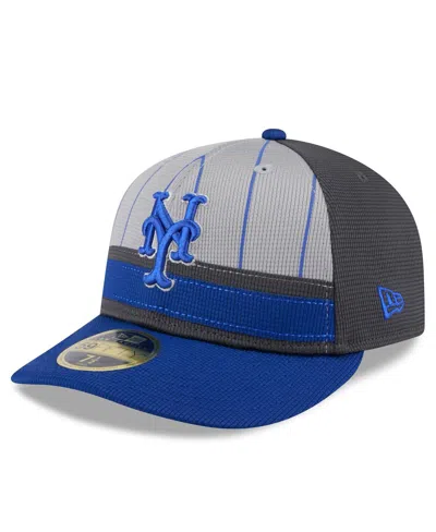 New Era Men's Gray/royal New York Mets 2025 Batting Practice Low Profile 59fifty Fitted Hat In Gray,royal
