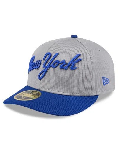 New Era Men's Gray/royal New York Mets 2025 Batting Practice Low Profile 59fifty Fitted Hat In Gray,royal