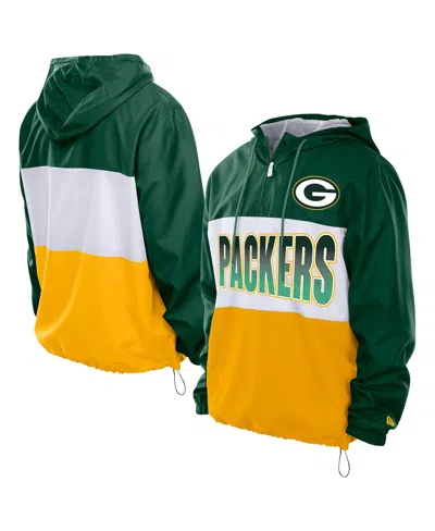 New Era Men's Green Bay Packers Ripstop Quarter-zip Hooded Windbreaker In Multi