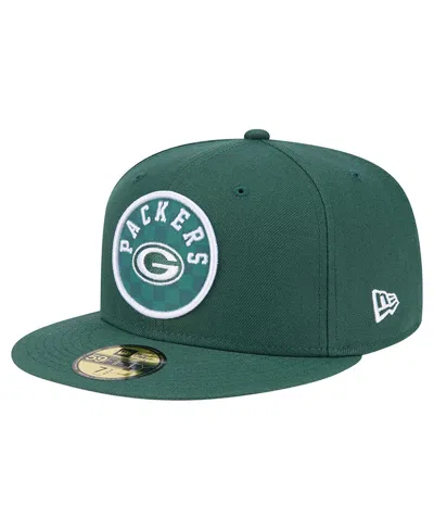 New Era Men's Green Green Bay Packers Checkered 59fifty Fitted Hat