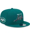 New Era Green New York Jets Main Script 9fifty Snapback Hat In Green
