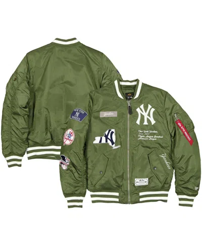 NEW ERA MEN'S GREEN NEW YORK YANKEES FULL-ZIP BOMBER JACKET