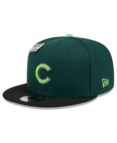 New Era Men's Green/black Chicago Cubs Sour Apple Big League Chew Flavor Pack 9fifty Snapback Hat In Green,black
