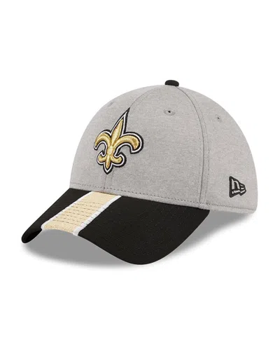 New Era Men's Heather Gray/black New Orleans Saints Striped 39thirty Flex Hat In Heather Gray,black