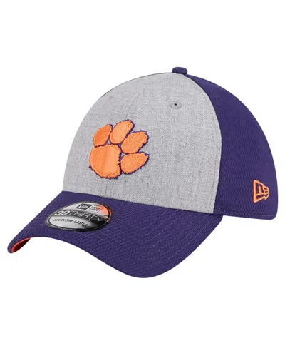 New Era Men's Heather Gray/purple Clemson Tigers Two-tone 39thirty Flex Hat In Heather Gray,purple