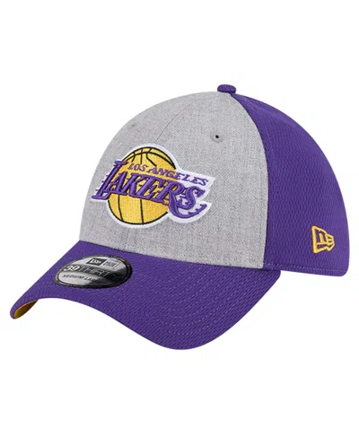 New Era Men's Heather Gray/purple Los Angeles Lakers Two-tone 39thirty Flex Hat In Heather Gray,purple