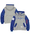 New Era Men's Heather Gray/royal Los Angeles Dodgers Full-zip Hoodie Jacket In Gray
