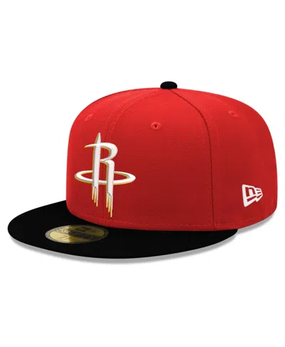 New Era Men's Houston Rockets 59fifty Structured-fit Flat-bill Baseball Cap In Red