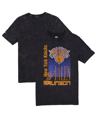 New Era Men's Jalen Brunson Black New York Knicks Full Court Press Mineral Wash Player T-shirt