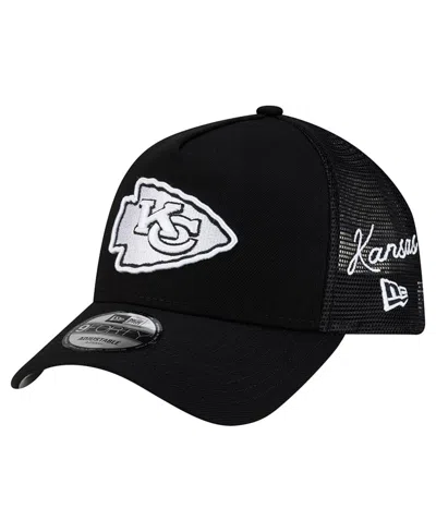 New Era Men's Kansas City Chiefs City Script Adjustable Baseball Cap In Black